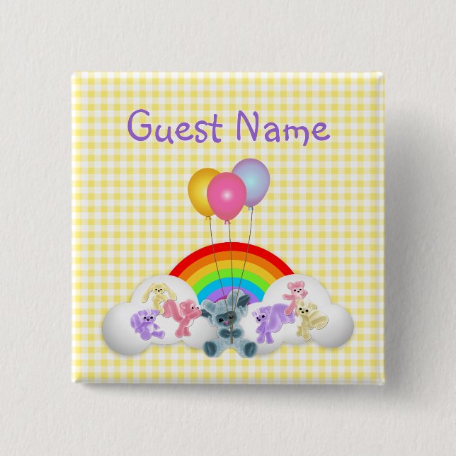 Badge Carré 5 Cm Bouton Favoriser fête d'anniversaire (Devant)