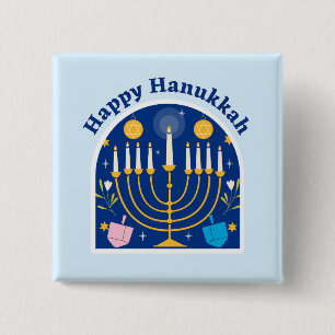 Badge Carré 5 Cm Bouton festif de vacances de Hanukkah joyeux