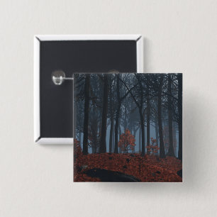Badge Carré 5 Cm Bouton Feuille d'hiver