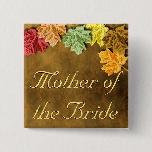 Badge Carré 5 Cm Bouton Feuilles automne