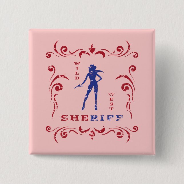 Badge Carré 5 Cm Bouton fille (Devant)