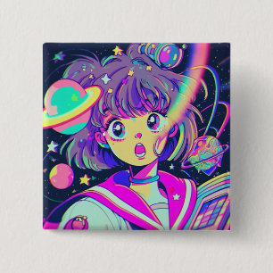 Badge Carré 5 Cm Bouton fille de l'Anime Kawaii