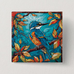Badge Carré 5 Cm Bouton fisher d'automne