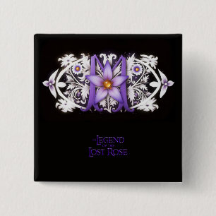 Badge Carré 5 Cm Bouton Fleur Imaginaire Morgana