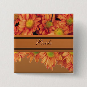 Badge Carré 5 Cm Bouton Fleurs d'automne de mariée
