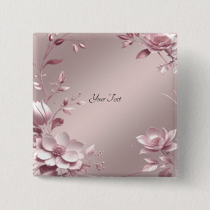 Badge Carré 5 Cm Bouton floral rose délicat