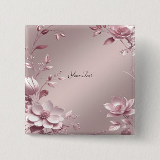 Badge Carré 5 Cm Bouton floral rose délicat