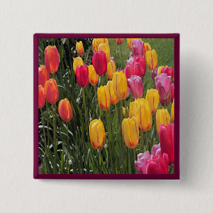 Badge Carré 5 Cm Bouton Flower