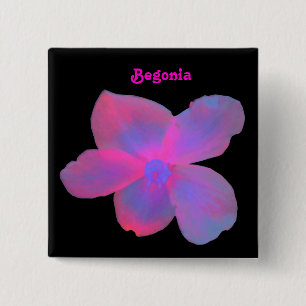 Badge Carré 5 Cm Bouton Fluorescent Begonia personnalisable