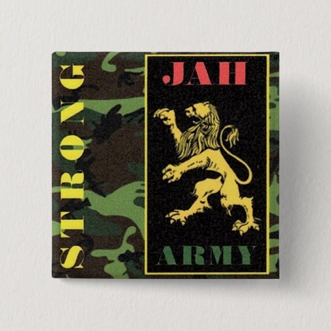 BADGE CARRÉ 5 CM BOUTON FORT D'ARMÉE DE JAH (Devant)