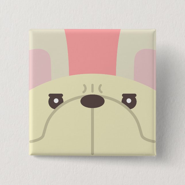 Badge Carré 5 Cm Bouton français Bulldog (Devant)