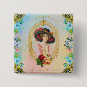 Badge Carré 5 Cm Bouton français vintage