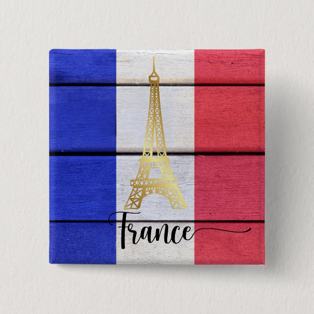 Badge Carré 5 Cm Bouton France (Devant)