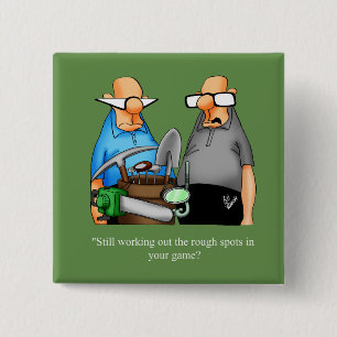 Badge Carré 5 Cm Bouton Funny Golf Humour