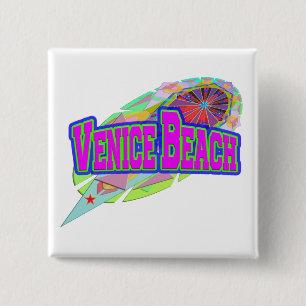 Badge Carré 5 Cm Bouton Futur "Venice Beach"