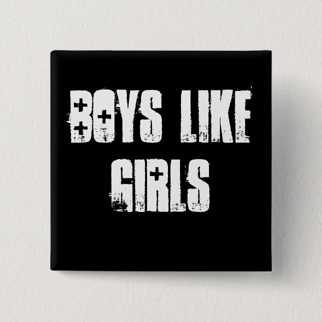 Badge Carré 5 Cm Bouton Garçons Comme Filles (Devant)