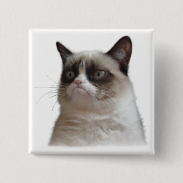 Badge Carré 5 Cm Bouton grincheux d'éclat de chat