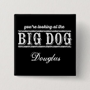 Badge Carré 5 Cm Bouton Gros Chien