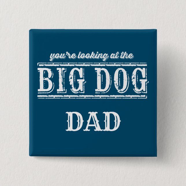 Badge Carré 5 Cm Bouton Gros Chien (Devant)