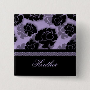 Badge Carré 5 Cm Bouton Grungy Floral Decadence, Lavande