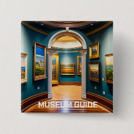 Badge Carré 5 Cm Bouton Guide du musée
