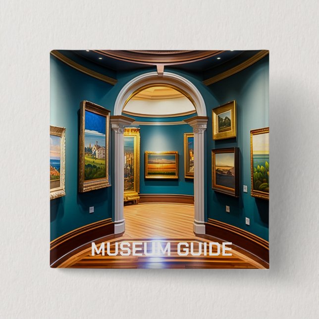 Badge Carré 5 Cm Bouton Guide du musée (Devant)