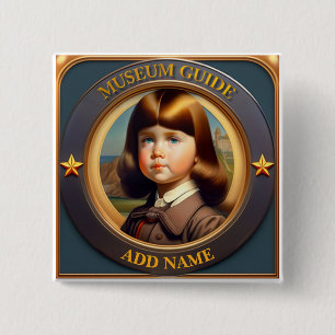 Badge Carré 5 Cm Bouton Guide du musée personnalisé