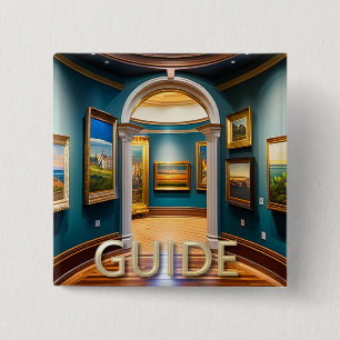 Badge Carré 5 Cm Bouton Guide du musée personnalisé