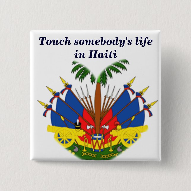 Badge Carré 5 Cm Bouton Haïti dans le besoin_ (Devant)