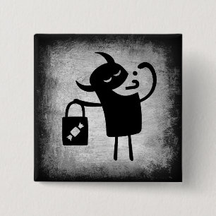 Badge Carré 5 Cm Bouton Halloween Monster Trick ou Traiter