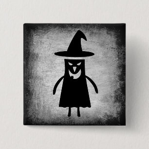 Badge Carré 5 Cm Bouton Halloween Witch (un peu effrayant)