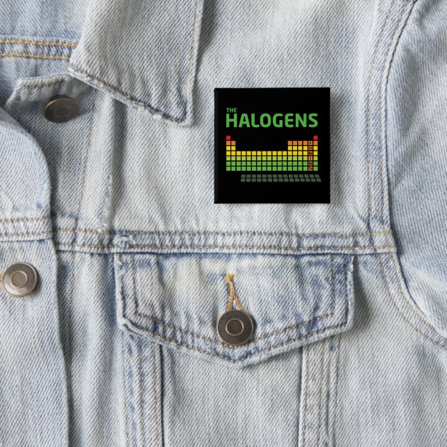Badge Carré 5 Cm Bouton Halogens (En situation)