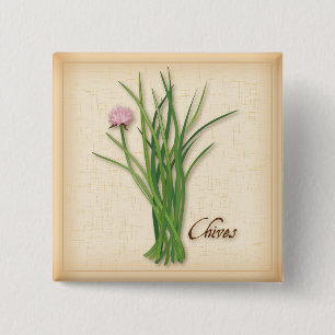 Badge Carré 5 Cm Bouton Herbe