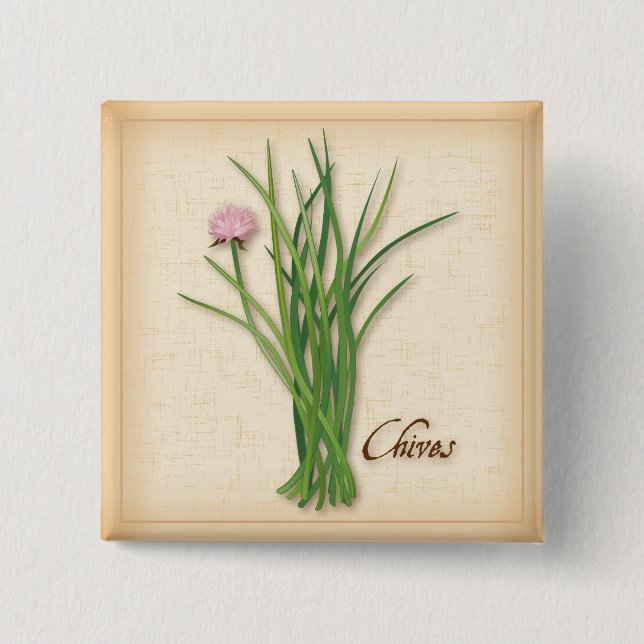 Badge Carré 5 Cm Bouton Herbe (Devant)