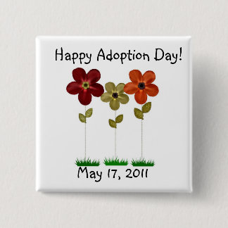 Badge Carré 5 Cm bouton heureux de jour d'adoption