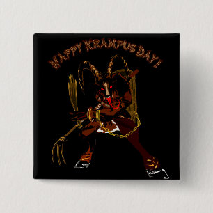 Badge Carré 5 Cm Bouton heureux de jour de Krampus