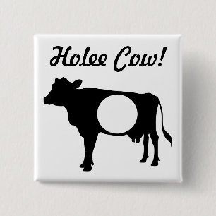 Badge Carré 5 Cm Bouton Holee Cow