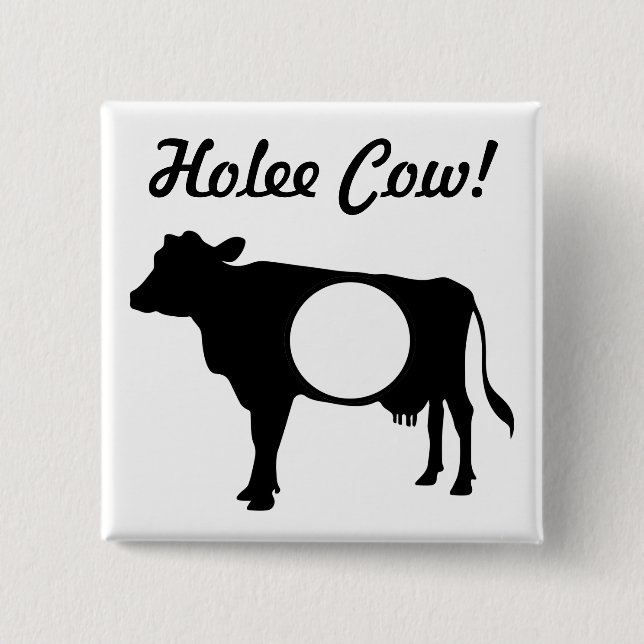 Badge Carré 5 Cm Bouton Holee Cow (Devant)