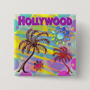 Badge Carré 5 Cm Bouton Hollywood Happy and Hope