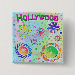 Badge Carré 5 Cm Bouton Hollywood sept soleils et énergie