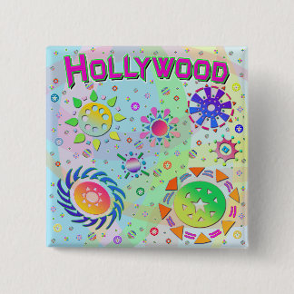 Badge Carré 5 Cm Bouton Hollywood sept soleils et énergie