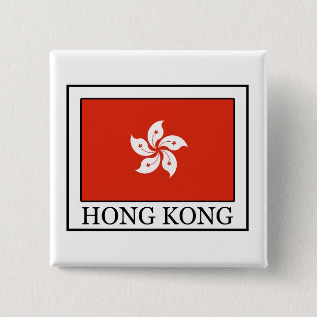 Badge Carré 5 Cm Bouton Hong Kong (Devant)