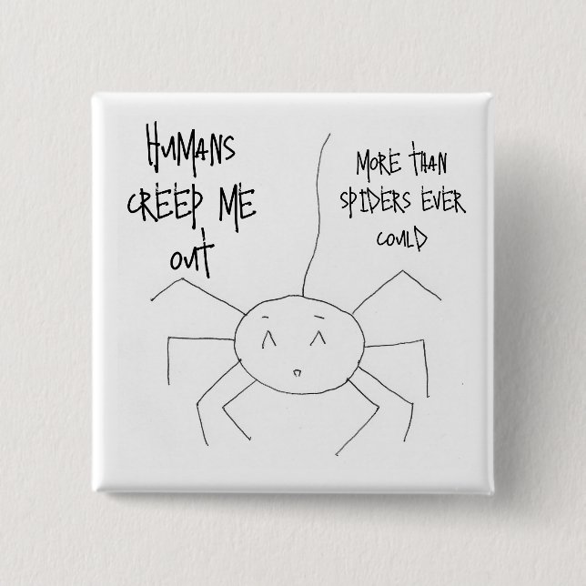 Badge Carré 5 Cm Bouton Humains m'écraser (Devant)
