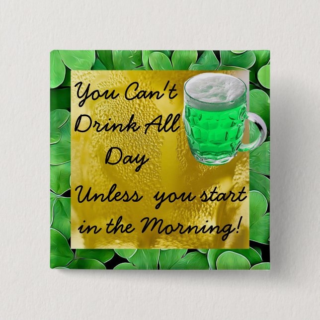 Badge Carré 5 Cm Bouton Humour Saint Patrick (Devant)