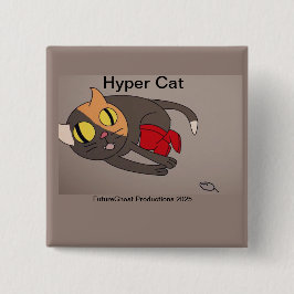 Badge Carré 5 Cm Bouton Hyper Cat Fusion OFFICIELLE