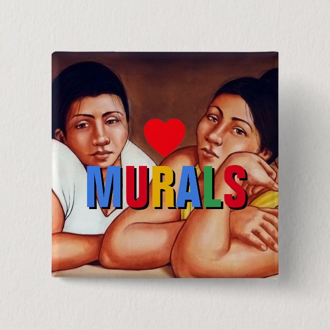 Badge Carré 5 Cm Bouton I Love Murals™ (Devant)