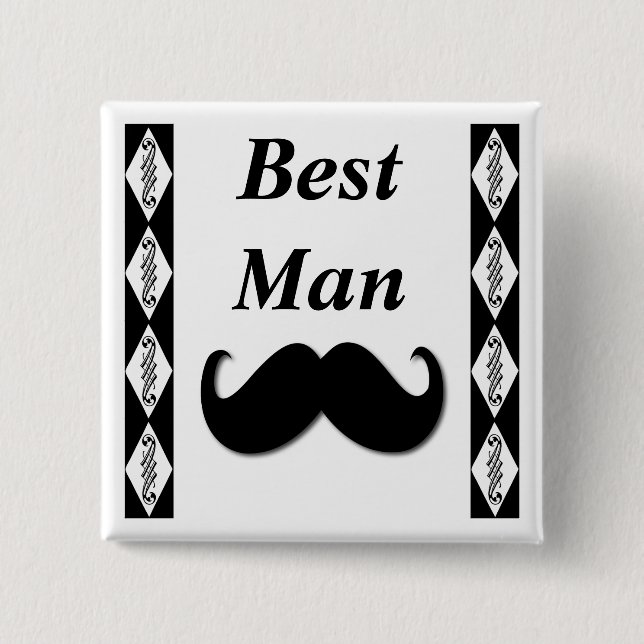 Badge Carré 5 Cm Bouton idiot de moustache (Devant)
