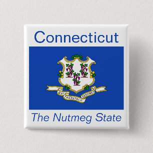 Badge Carré 5 Cm Bouton Indicateur Connecticut