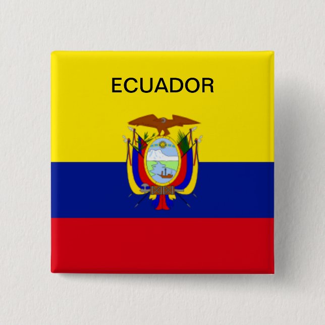 Badge Carré 5 Cm Bouton indicateur Equateur. (Devant)