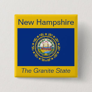 Badge Carré 5 Cm Bouton Indicateur New Hampshire